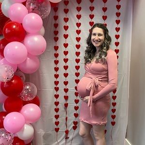 Sexy mama maternity Sweetheart Tie Front Maternity Dress with Long Sleeves